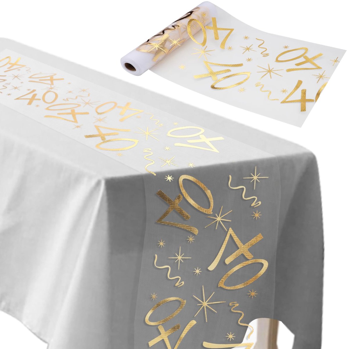 Tafelloper - Kniptbaar - Tafeldecoratie voor verjaardagen en jubilea - Goud - 28 cm x 10 m