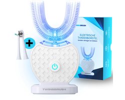 foto van Twinsbrush Smart Brush - 3in1 Elektrische Tandenborstel - U-Vormige Tandenborstel - Smart brush Tanden - Smart Brush - Tandenborstels - Tanden bleker - 4 standen - Wit - Draadloos