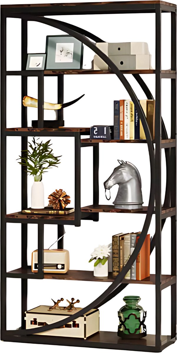 Happiq Boekenkast Zero - Bruin - Boekenrek - 5 lagen - Woonkamer, slaapkamer en kinderkamer - Hout - 175cm