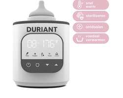 Duriant®Eco Fast Deluxe 10 in 1 Flessenwarmer - Verwarmt zeer snel - Sterilisator met stoomkap - Warmhouden en ontdooien- Inclusief e-book Flessenwarmer en voeding