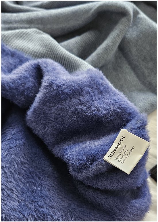 SUNMOOL Pull tricoté - Pull col roulé - pull extra chaud - avec Fourrure - Blauw - Taille : S