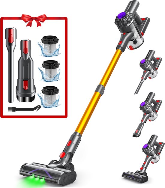 VACTechPro V15 Steelstofzuiger Draadloos - 35000Pa - 35 Minuten - 6 in 1 - Afneembare Batterij