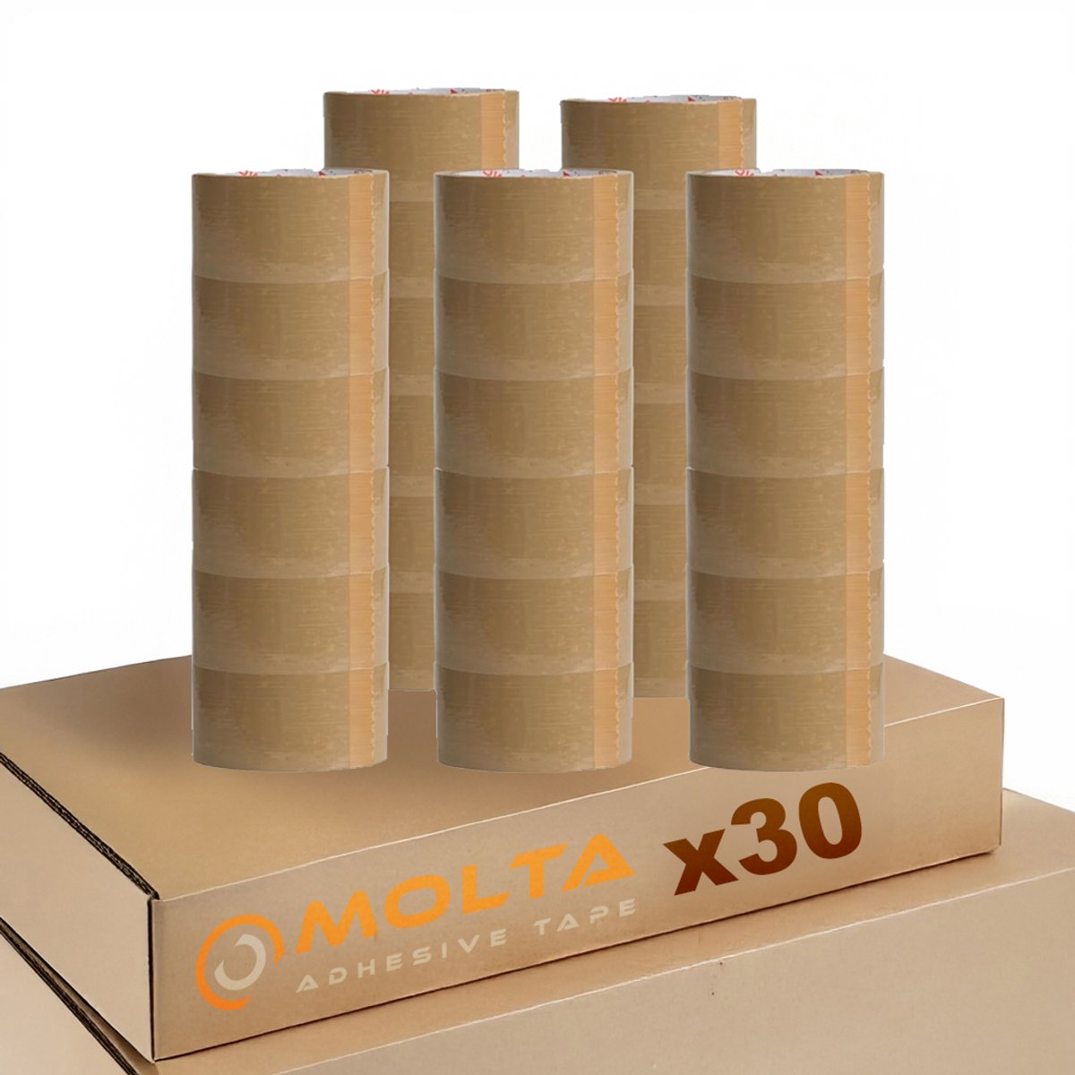 MOLTA | SOLVENTA PLUS BRUINE pakkettape 48 mm x 55 m | Pakketplakband | Kartontape | Verpakkingstape voor pakketten en dozen - 30 Rollen | NATURAL RUBBER