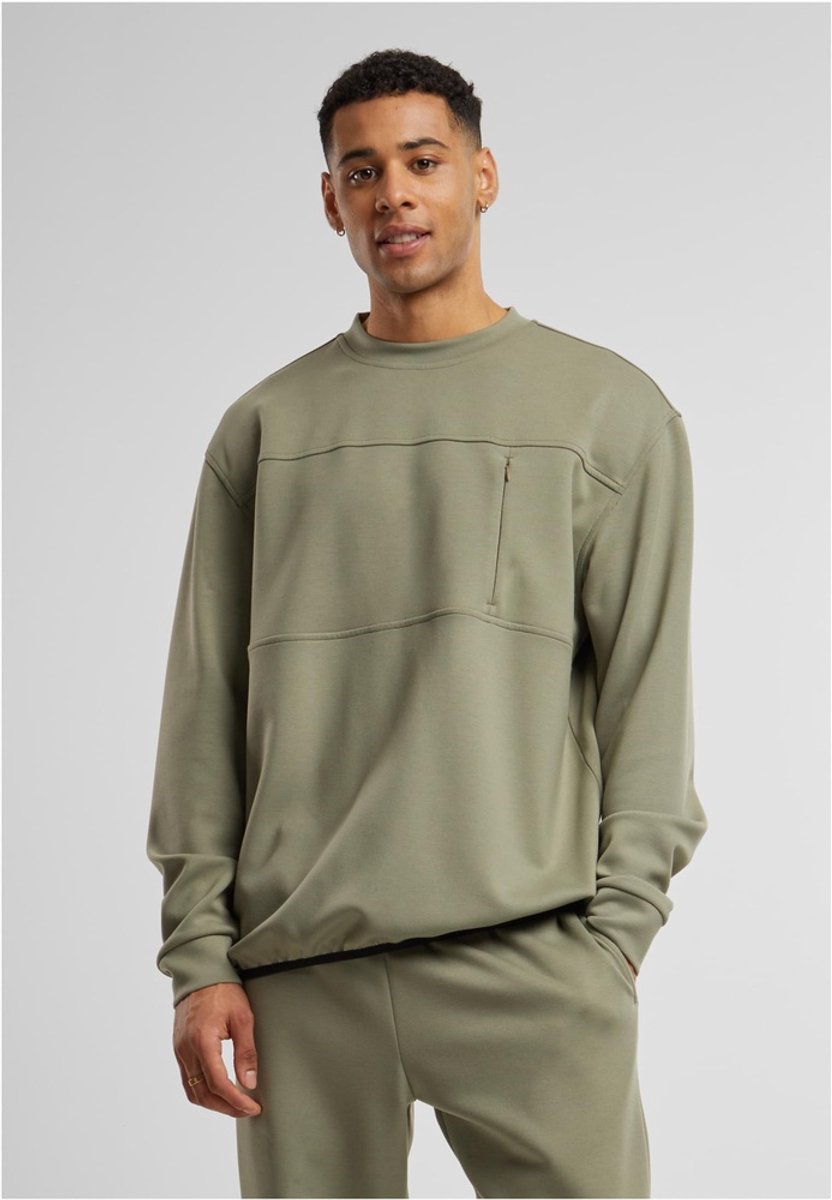Urban Classics Scuba Zip Pocket Crewneck sweater/trui S Groen