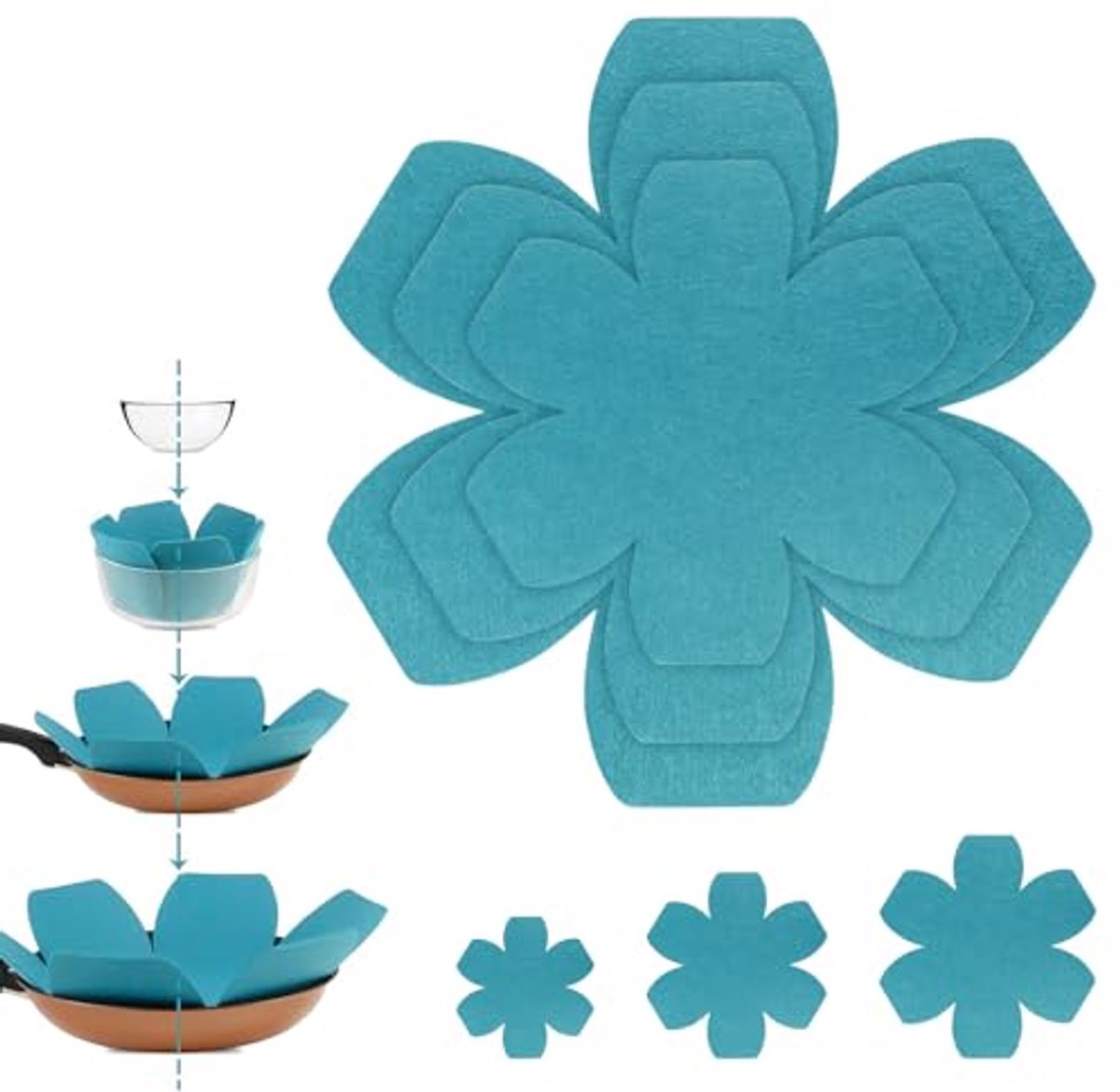 Pannenbeschermers voor keukenaccessoires - Vilt antislip stapelbescherming