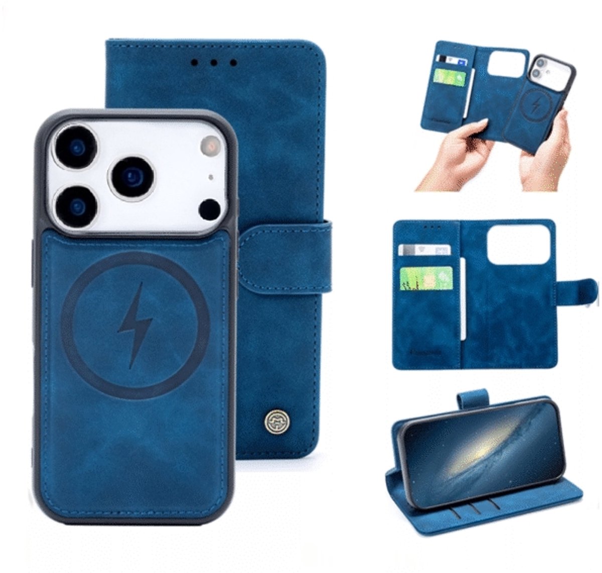 Casemania – Bookcase 2-1 MagSafe – iPhone 17 Pro Blauw