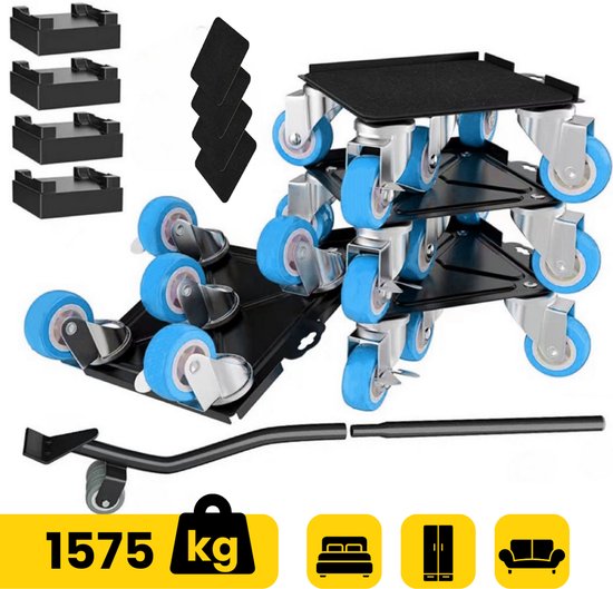 Moeve Chariot de transport de meubles - Chariot de transport de meubles - Aide au transport 9 pièces - Capacité de charge 1575 kg - Chariot de transport - Chariot de transport de meubles - Déménageur de meubles