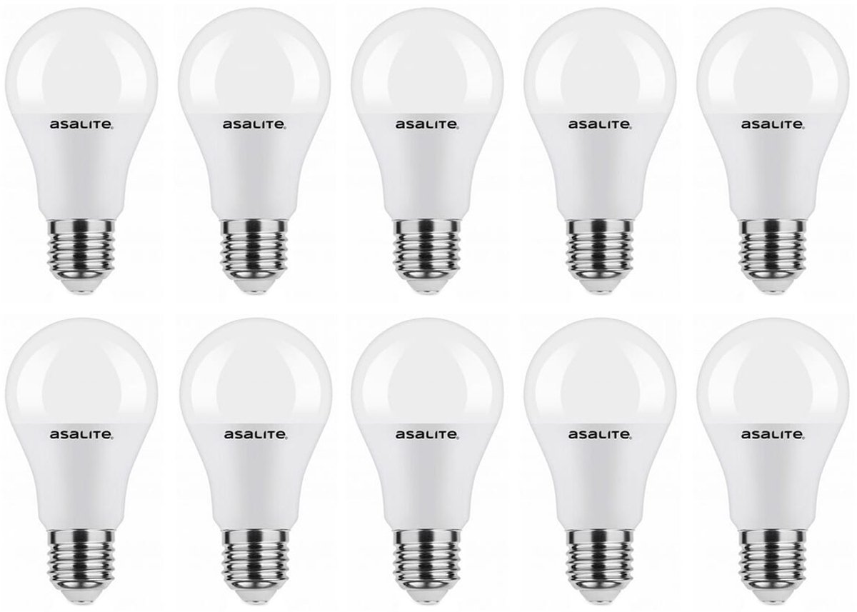Asalite LED Lamp A60 E27 Fitting - 7W = 50W - 630 Lumen - 4000K Neutraal Wit Licht - Niet Dimbaar - 220-240V - Energiezuinig - 10 stuks