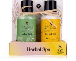 Accentra - herbal spa - citrus - tijm - cadeau set - badset - wellness - douchegel - bodylotion