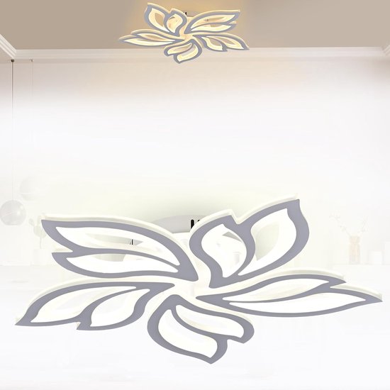 NETTLIFE Moderne Witte 17W Dimbare LED - Plafondlamp Met Afstandsbediening, 53 Cm Woonkamerlamp Voor Kantoor Woonkamer Slaapkamer