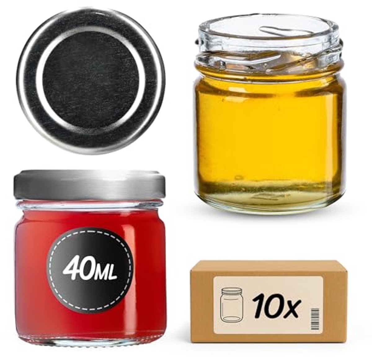 Mini-Inmaakpotten 40 ml - Set van 10 met Schroefdeksel voor Kruiden en Jam