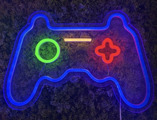 Neon Lamp - Game Controller Blauw Playstation - Dimbaar - Incl. Ophanghaakjes - Neon Sign - Neon Verlichting - Neon Led Lamp - Wandlamp - Mancave