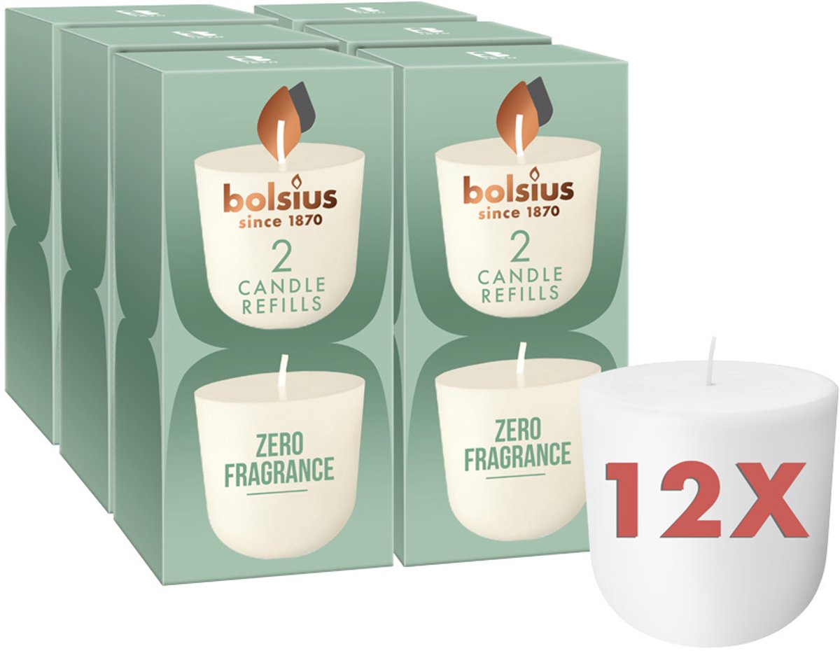 Bolsius - CleanLight - 12 Ongegeurde Navullingen - Refill - Navulbare Geurkaarsen