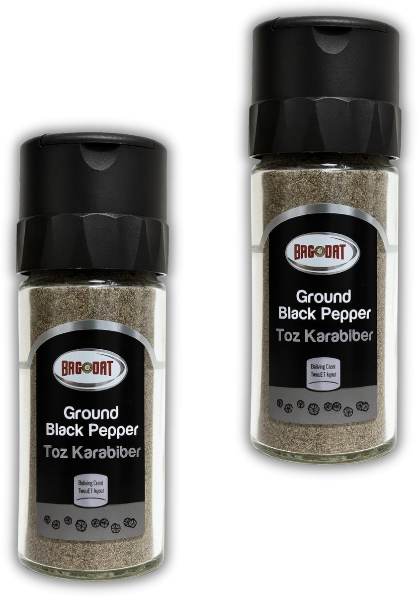 Bagdat - Peper Zwart Gemalen - Kara Biber Toz 55g - 100% Natuurlijk - Specerij voor Koken - Kruiden & Specerijen - 2 Stuks