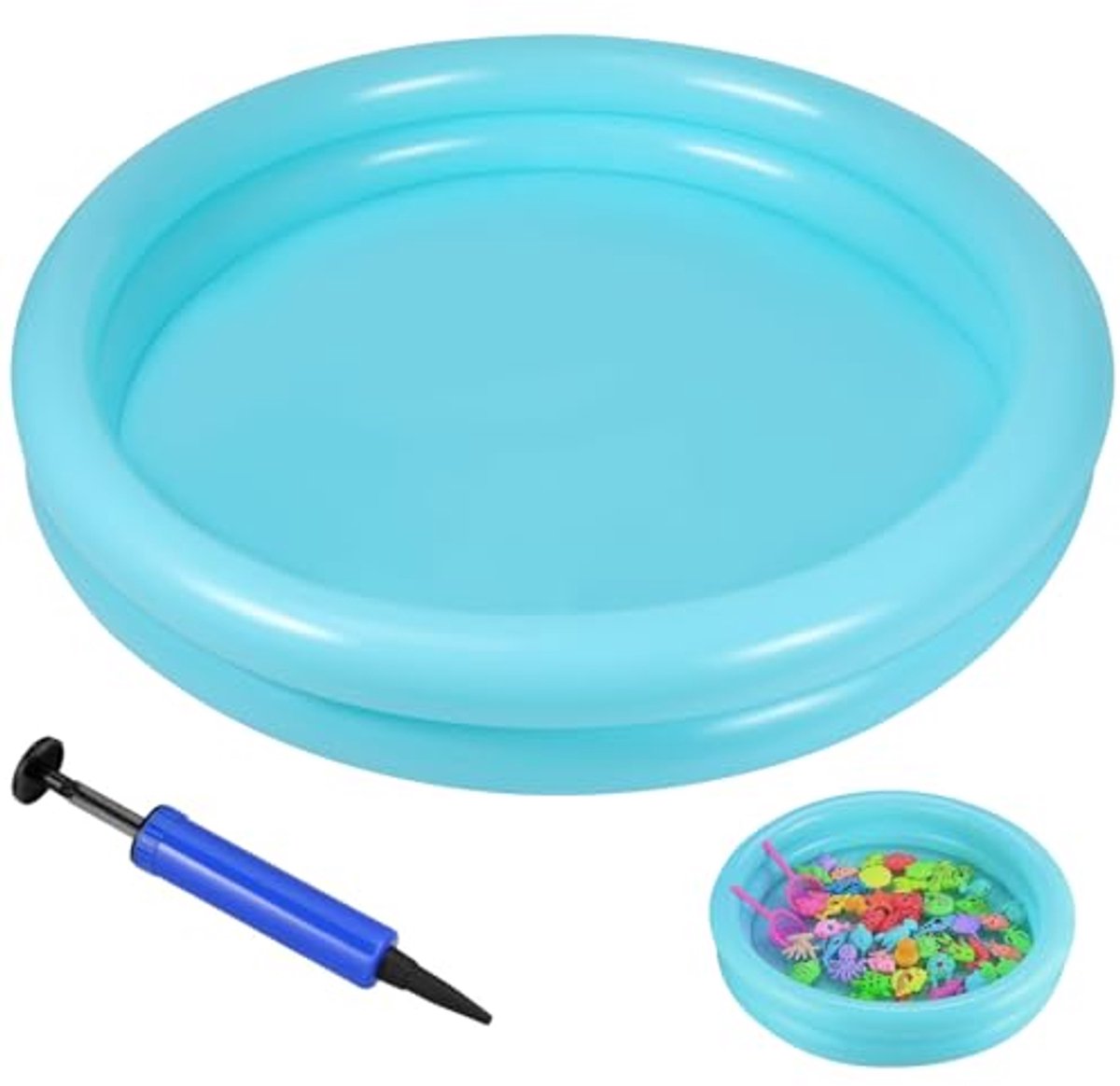 Opblaasbaar kinderbadje, 60 cm, zomerspeelgoed, klein zwembad voor buiten, opblaasbaar, voor binnen en buiten