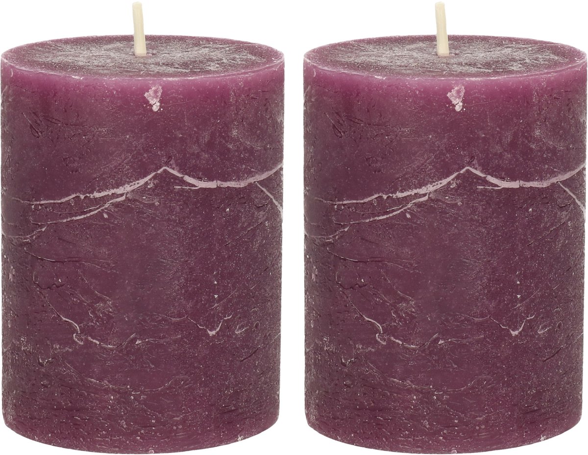 Atmosphera Atmospera Stompkaars/cilinderkaars - 2x - bordeaux rood - 7 x 9 cm - middel rustiek model