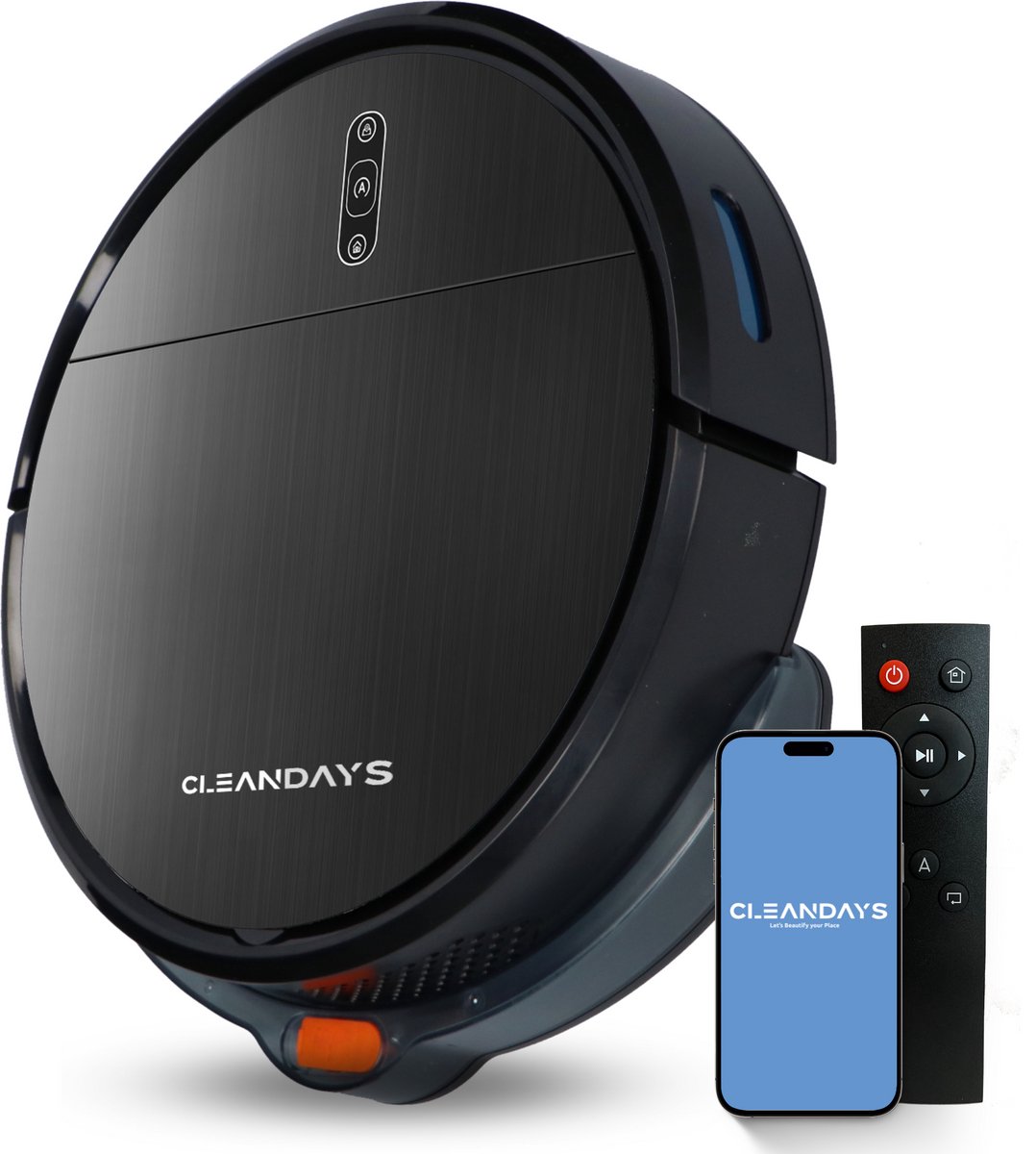 CleanDays Robotstofzuiger D2-007 met Dweilfunctie - Dweilrobot - Robot Stofzuiger - Stofzuiger Robot