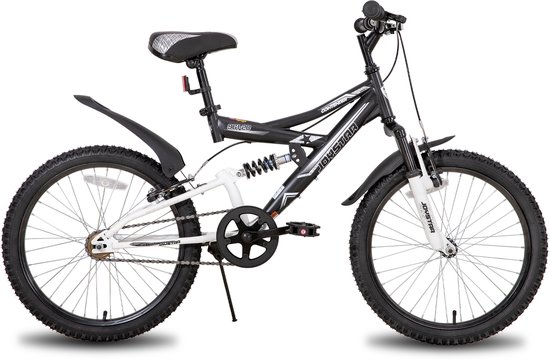 Joystar Contender Full Suspension Kinder Mountainbike - 20" - Handrem - Rem - Bel - Spatborden - Zwart - Geschikt voor buitenactiviteiten in de lente van JOYSTAR — afbeelding 2