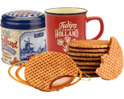 Mok Holland met Stroopwafels in blik - Holland pakket - Hollandse cadeautjes - Souvenirs Typisch Hollands