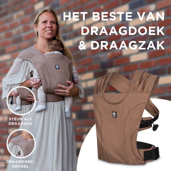 Dooky Baby Draagzak en Baby Draagdoek in één - Hybrid Baby Carrier Be One Black - Draagzak baby vanaf geboorte 56-74 CM - Draagdoek Baby Newborn - Ergonomische draagzak - Babydraagzak van Dooky — afbeelding 3