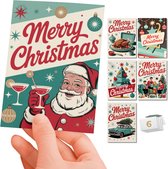 Inspra Studio – Luxe Kerstkaarten met Enveloppen – 6 Stuks – Jaren 50 Wenskaarten Set 1 – Artistieke Illustraties met Nostalgische Retro Stijl