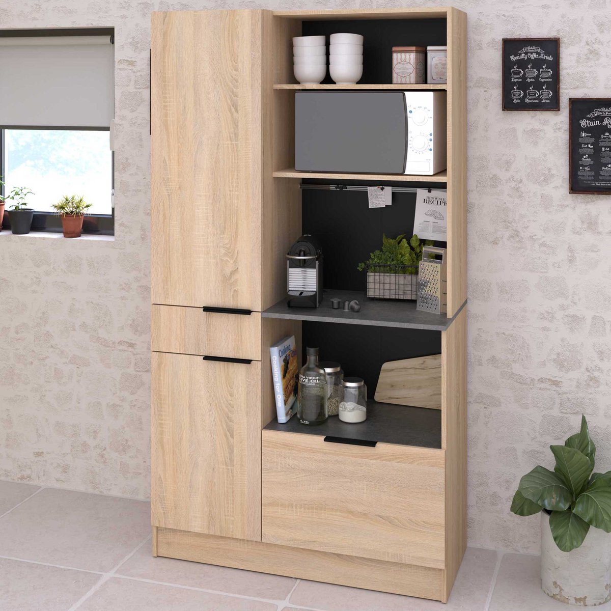 Buffetkast Fumay Met 2 Deuren & 2 Lades - Eikdecor/betonlook