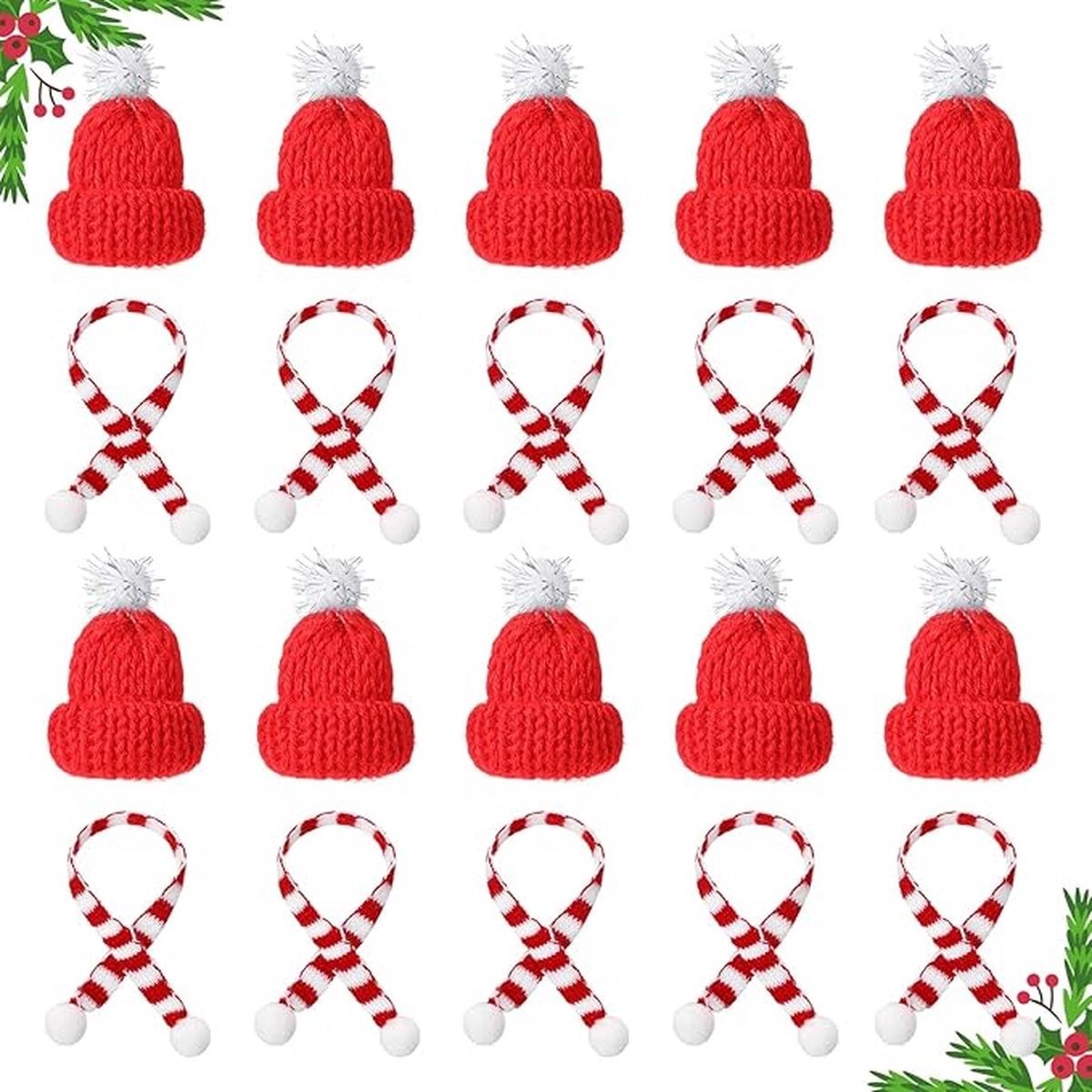 Mini Kerstmutsen - Pakket Van 20 - Kerstmuts - erstmanmuts - Mini - Voor Kerstmis, Wijnfleshoes, Poppenhuis, Kerstfeesten