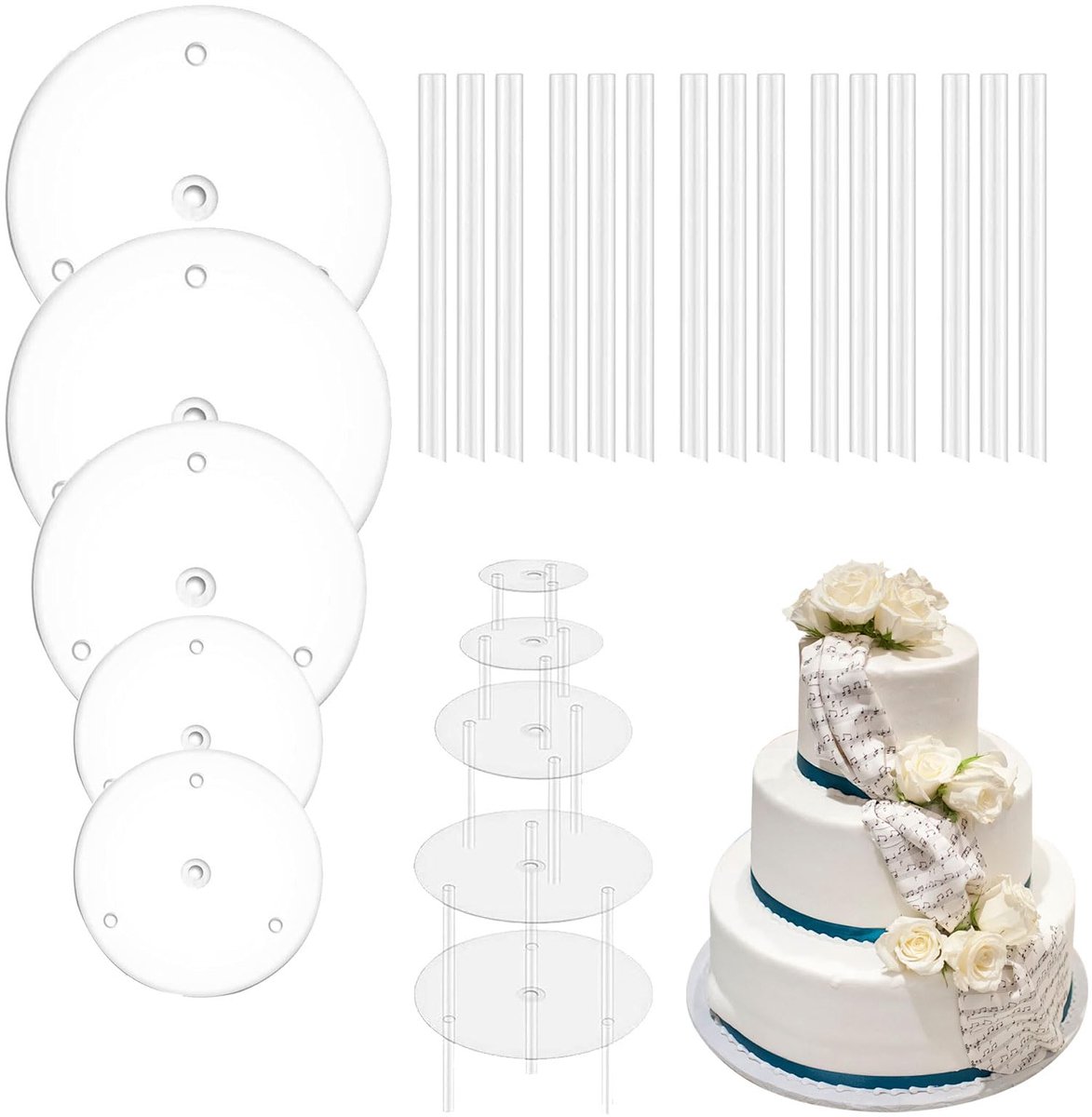 Ibenzoa® taartstandaard set met drie etages voor feestelijke gelegenheden
