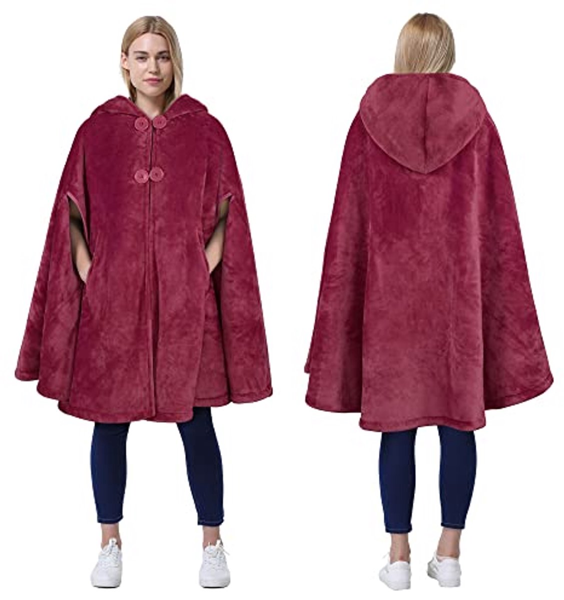 Damesponcho Sherpa Fleece Cape - Zacht en Warm voor Thuis en Buiten