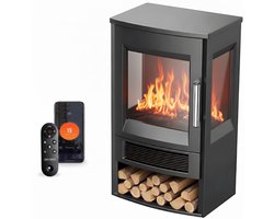 Elektrische kachel – Sfeerhaard – Thermostaat – Timer - Afstandsbediening - WiFi APP bediening – 1800W – Zwart – Bijverwarming – Ventilatorkachel – Heater – Elektrische verwarming – Convectorverwarming - Haard - Openhaard