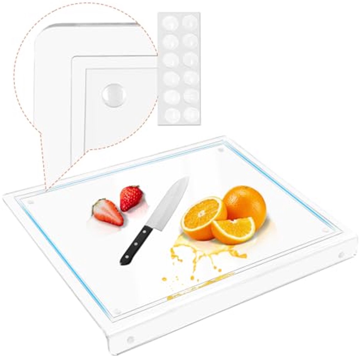 Grote gegroefde acryl snijplank met antislip – 40,5 x 39,38 cm