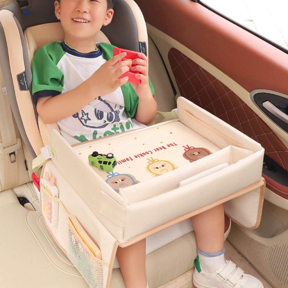 Opvouwbare tafel voor kinderen in de autostoel - Reizen bureau met dienblad, koelkast Opvouwbare tafel voor kinderen in de autostoel - Reizen bureau met dienblad, koelkast