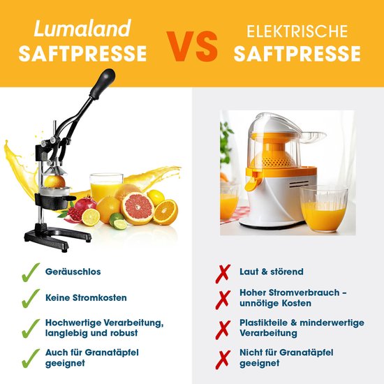 Lumaland handmatige citruspers gietijzer - stille slowjuicer voor citrusvruchten, eenvoudig te reinigen van lumaland — afbeelding 3