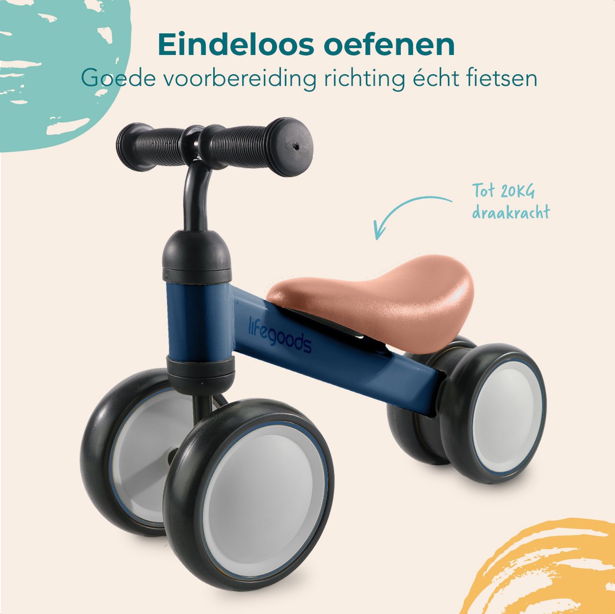 LifeGoods Loopfiets - Speelgoed Vanaf 1 jaar - Kinderstep - Loopfietsje - Marineblauw — afbeelding 6