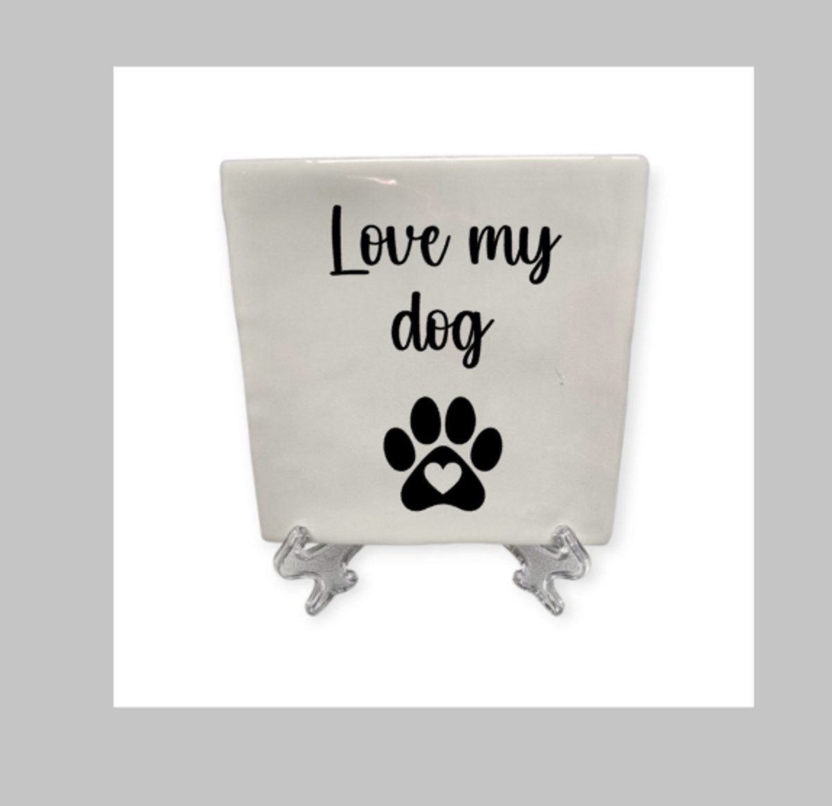Spreuktegeltje, Tegeltje met tekst: Love my dog, Tegeltje, Cadeau, Tegeltje met tekst, Tekst tegeltje, XLX®
