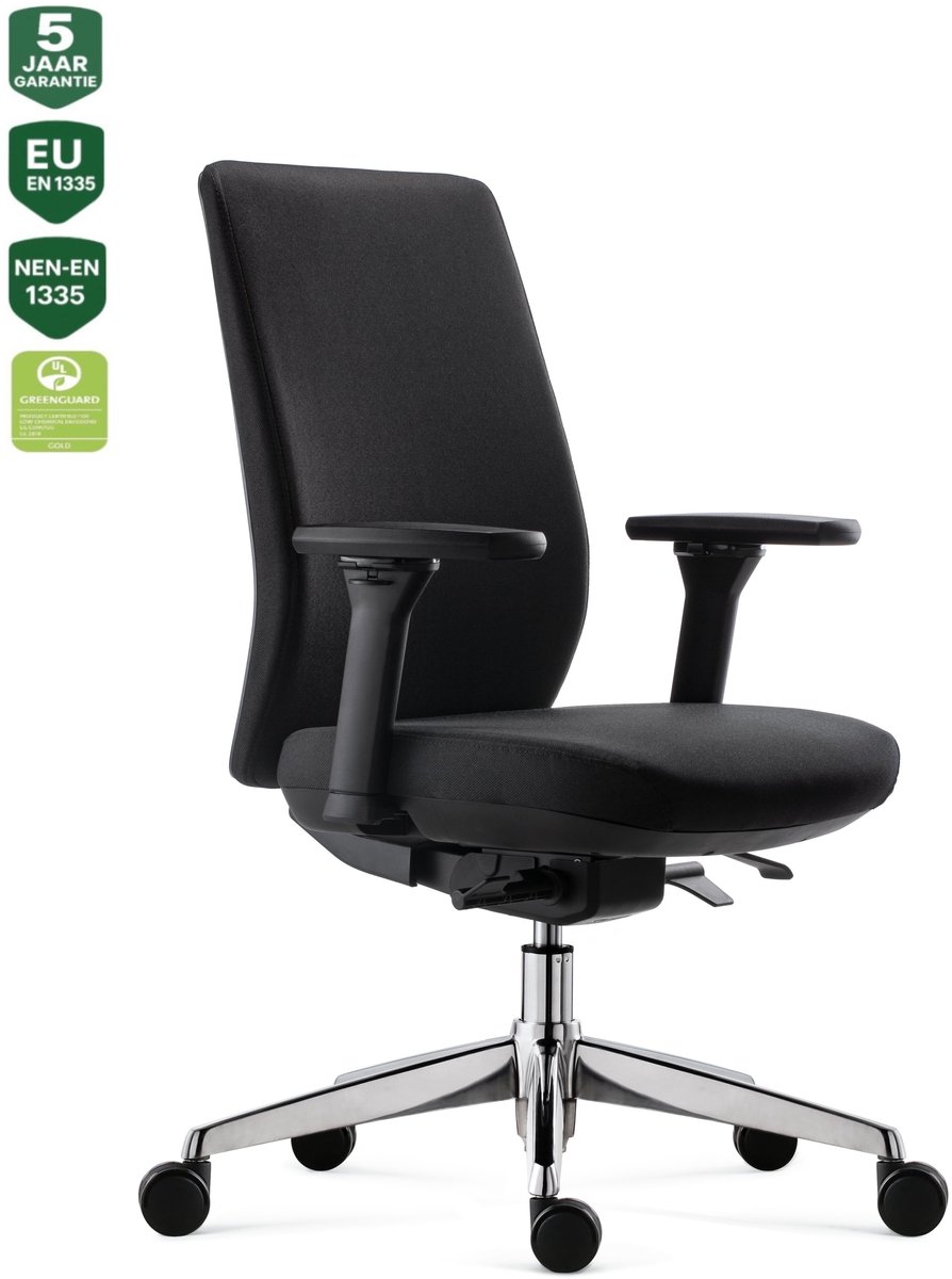 BENS 918Cr-Synchr-4 - Ergonomische Bureaustoel - Bureaustoelen voor volwassenen - Kantoorstoel - Volledig Stoffen Bekleding - GREENGUARD GOLD - NEN-EN1335 & ARBO normen