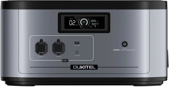 Oukitel B2000 LiFePO4 thuisbatterij 2048Wh uitbreidingsaccu met USB-C 100W, USB-A, DC 12V/48V, 3500+ cycli