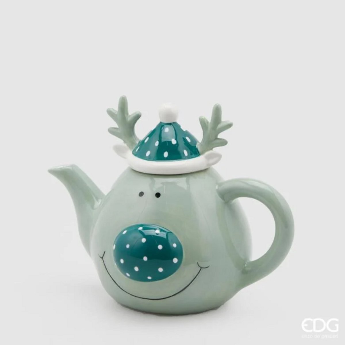 EDG Enzo De Gasperi Rendier Theepot met deksel H16 L21 L13 / Lichtgroen
