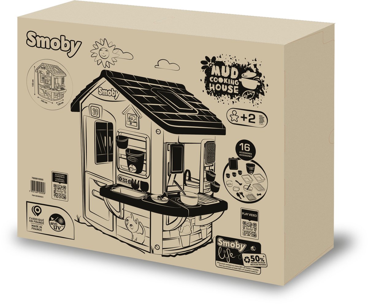Smoby - Speelhuis met modderkeuken - 16 accessoires inbegrepen - creatief rollenspel — afbeelding 4