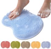Douchemat - badmat antislip - Voetreinigingspad, rugscrubpad, exfoliërende badscrubpad, antislip zuignap voor aan de muur - Geschikt voor mannen en vrouwen (blauw)