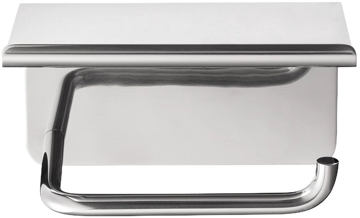 Modo Toiletrolhouder Met Plateau Polished | Grijs | Staal