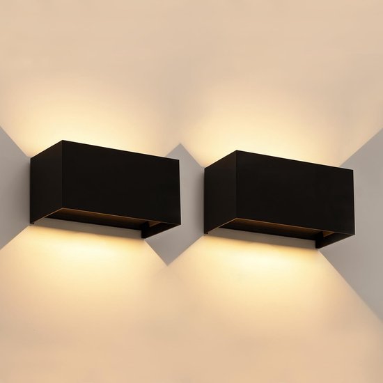 Klighten 2PCS moderne LED wandlampen op en neer wandlamp binnen/buiten wandlamp voor woonkamer, slaapkamer, gang, warm wit 3000K, antraciet (G9 LED -lamp inbegrepen