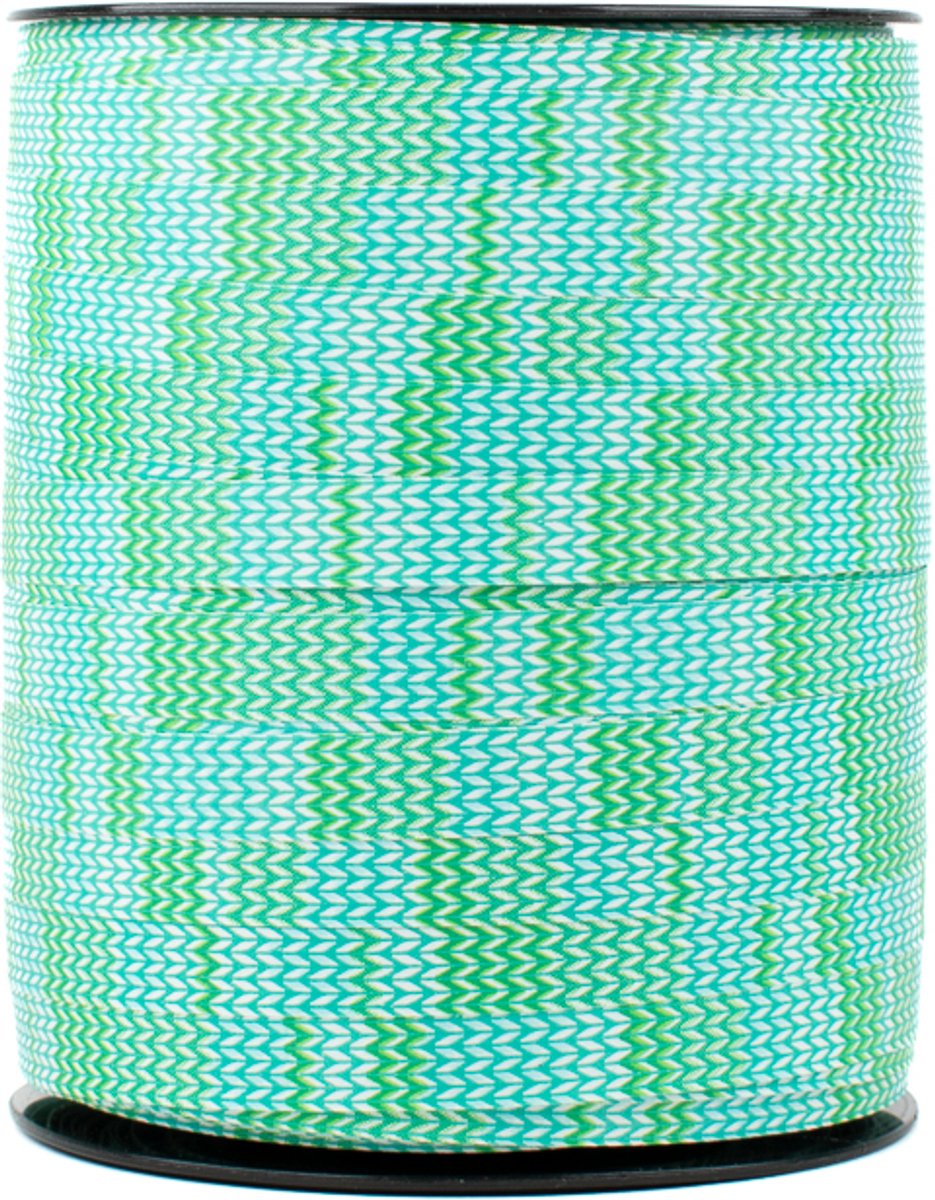 Krullint - 10 mm x 250 m - groen/blauw - gehaakt patroon