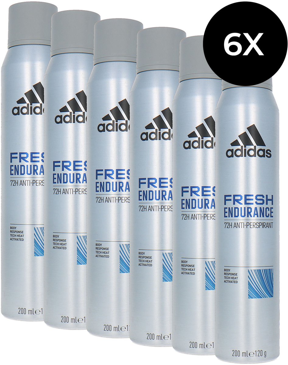 Adidas Fresh Indurance Deodorant Spray - 6 x 200 ml