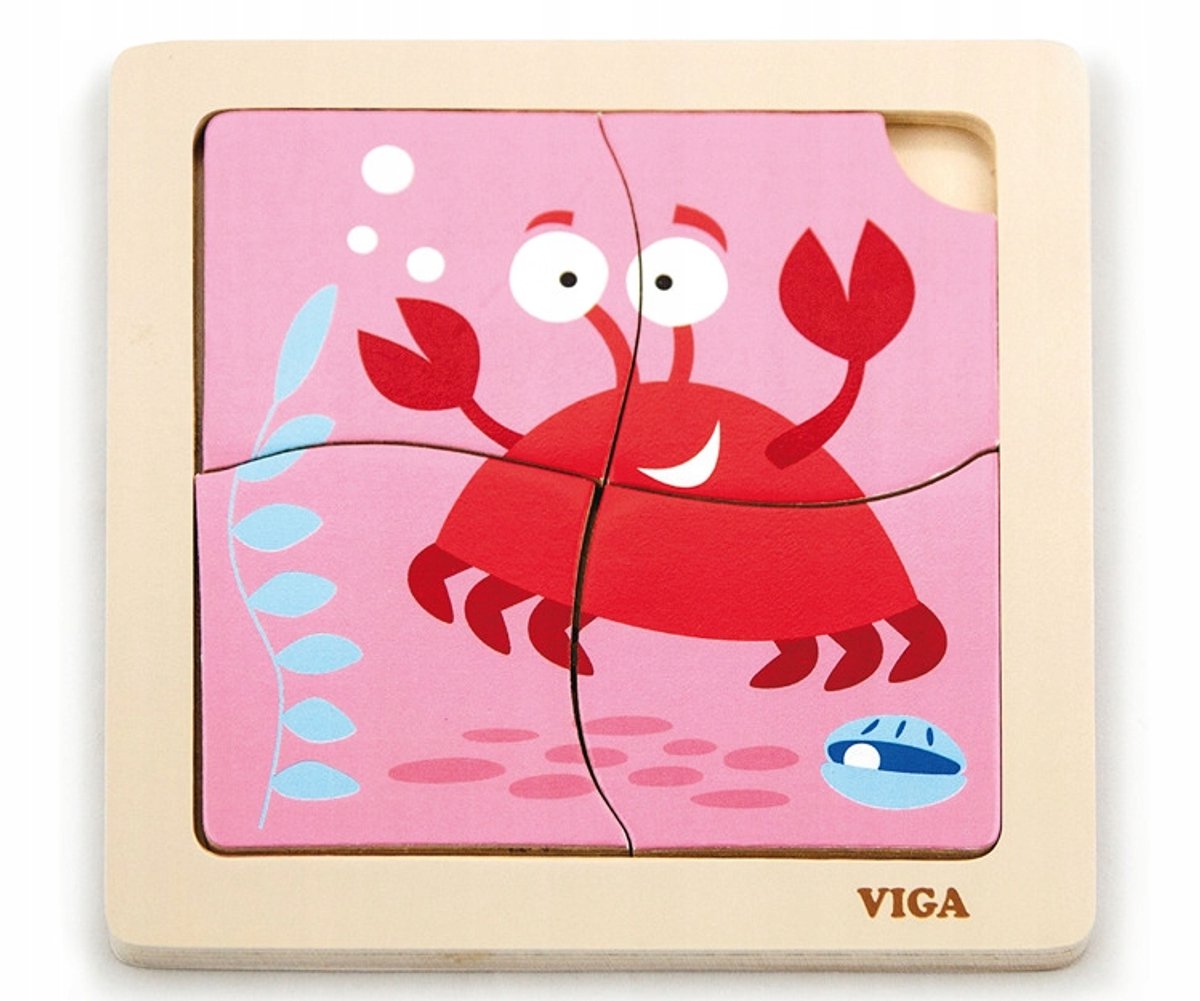 Houten Krab Puzzel op Houten Ondergrond - Viga 50146