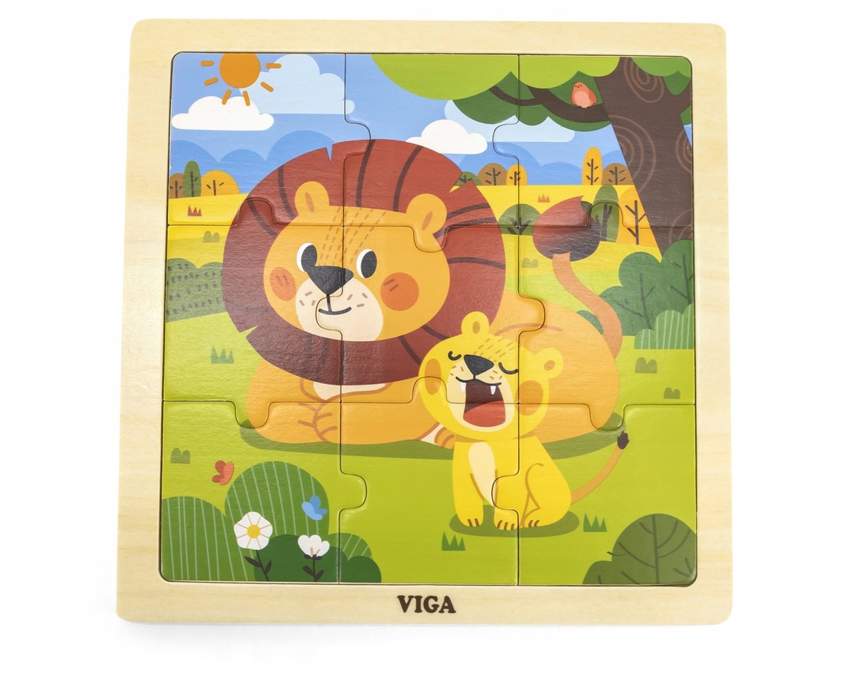Viga 44627 Houten Puzzel met 9 Elementen - Leeuw
