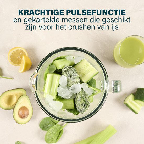 Princess 212092 Black Steel Blender 1000 - 4 Snelheden – Krachtig 1000W - 1.5 L - Glaskan - Ice Crush - Vaatwasmachine bestendig