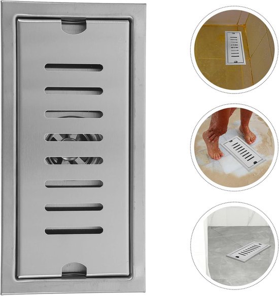 Vloerafvoer, Rechthoek Roestvrij Stalen Vloerafvoer Badkamer Douche Keuken Afvalrooster 20x10cm Vloerafvoer, Rechthoek Roestvrij Stalen Vloerafvoer Badkamer Douche Keuken Afvalrooster 20x10cm