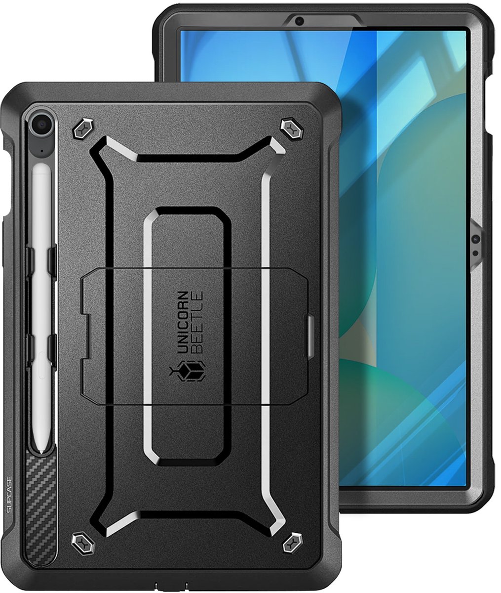 SUPCASE Hoes Geschikt voor Samsung Galaxy Tab S10 FE Plus - Unicorn Beetle Pro - Stofdichte Case met Ingebouwde Screenprotector - Full Protect valbescherming - met Kickstand Zwart