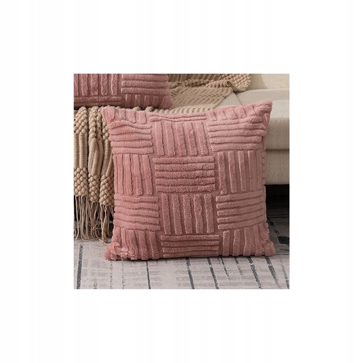 Decoratieve Kussenhoes 45x45cm Pluche Gevlochten Stijl